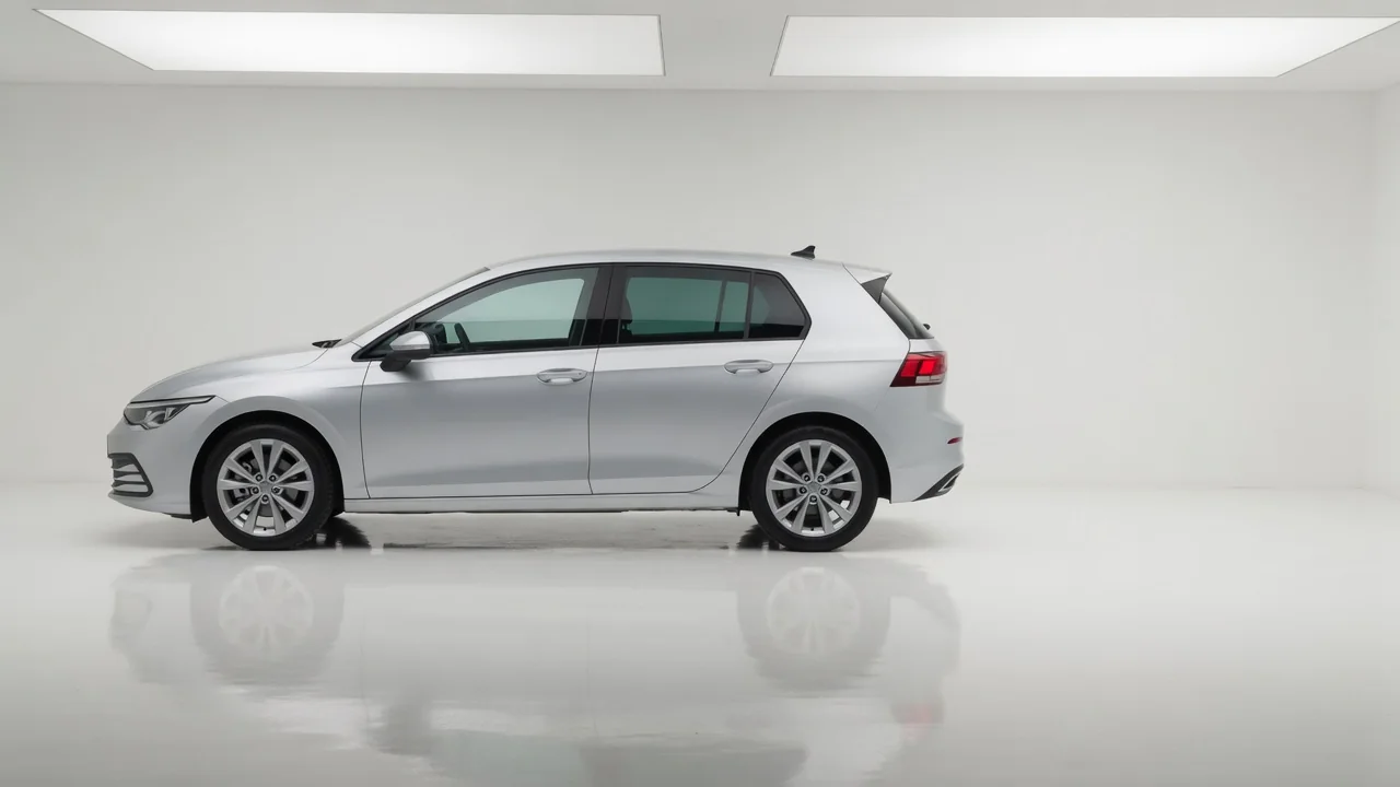 Studio photograph of a hatchback